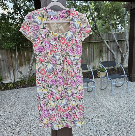 Nwot Adrianna Papell Silk Peony Roses Print Silk Dress 8 - Picture 9 of 10